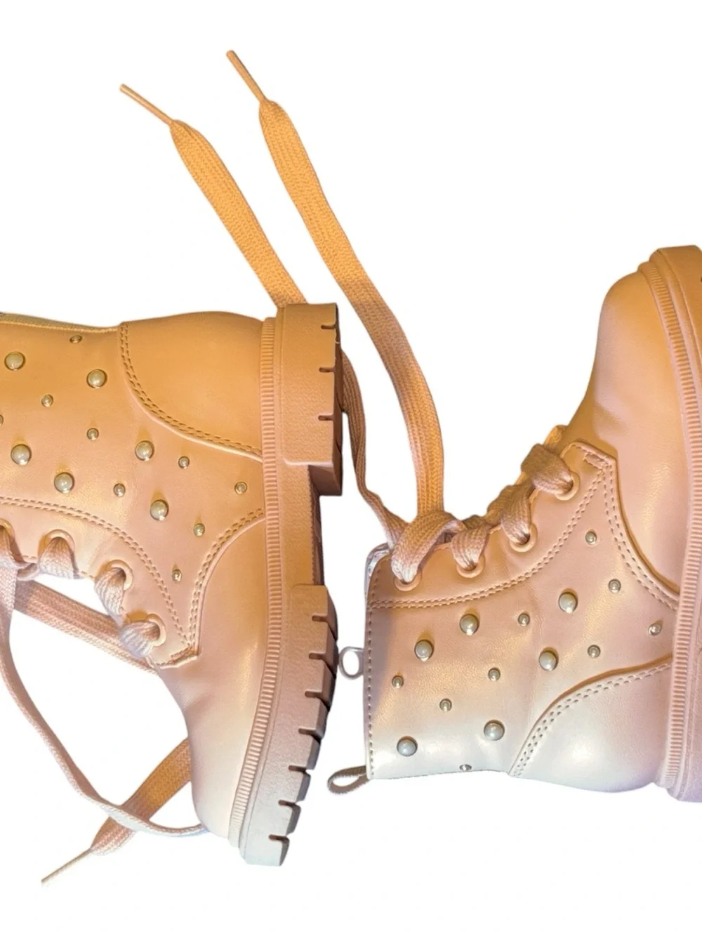 Cat & Jack Pink Metallic Studded Lace-Up Kids Boots